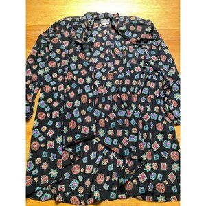 Geometric Print Long Sleeve Blouse Women’s
